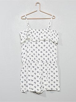 Combishort col bardot à volants - Kiabi