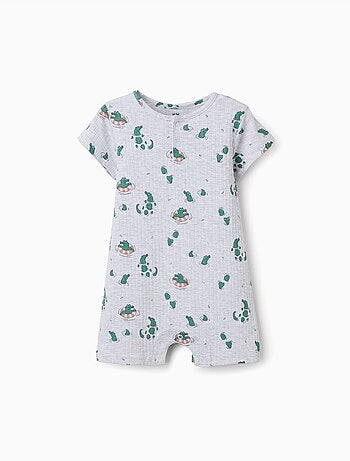 Combishort côtelé avec motif alligator