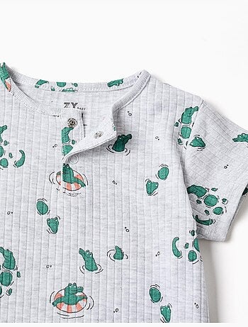 Combishort côtelé avec motif alligator