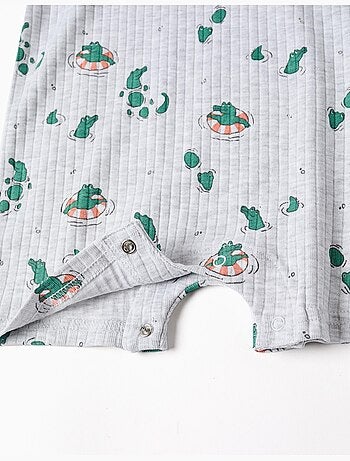 Combishort côtelé avec motif alligator