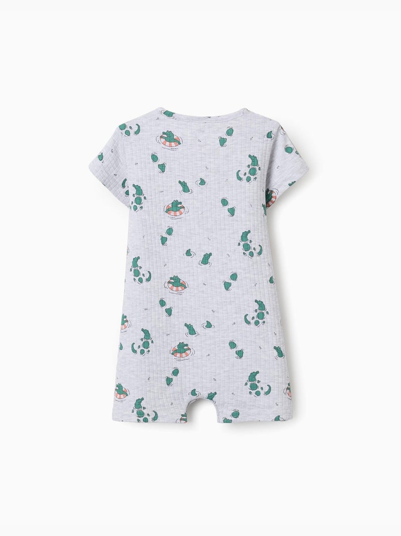 Combishort côtelé avec motif alligator Gris clair - Kiabi