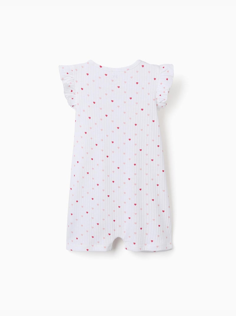 Combishort côtelé avec motif cœur Blanc - Kiabi
