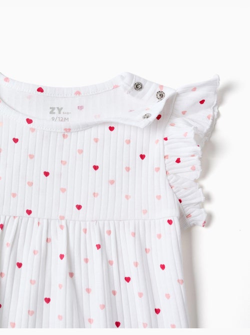 Combishort côtelé avec motif cœur - Kiabi