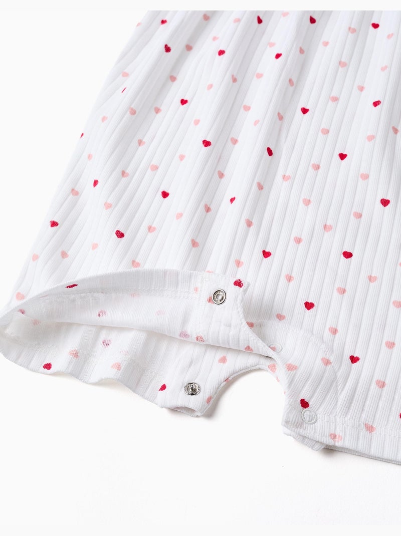 Combishort côtelé avec motif cœur Blanc - Kiabi