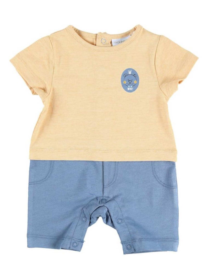 Combishort crêpe & jersey Jaune - Kiabi