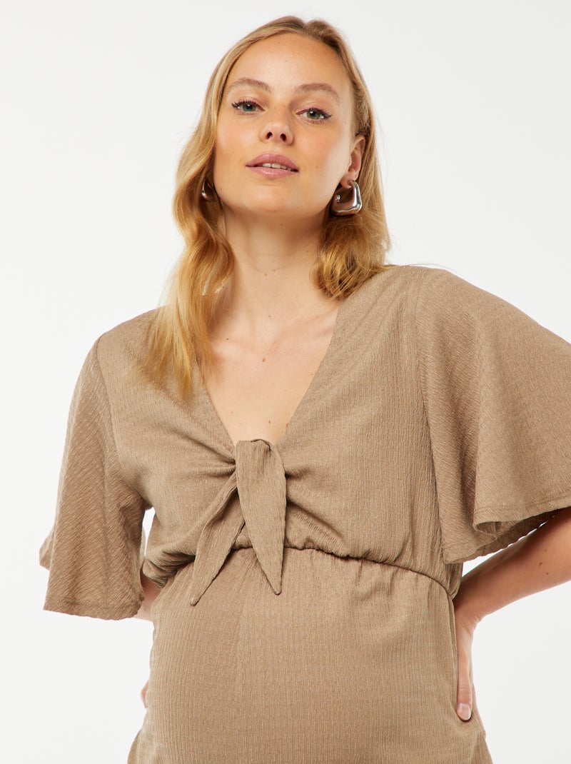 Combishort de maternité en maille gaufrée Beige - Kiabi