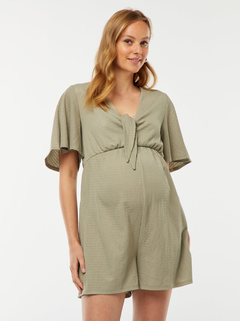 Combishort de maternité en maille gaufrée Vert - Kiabi