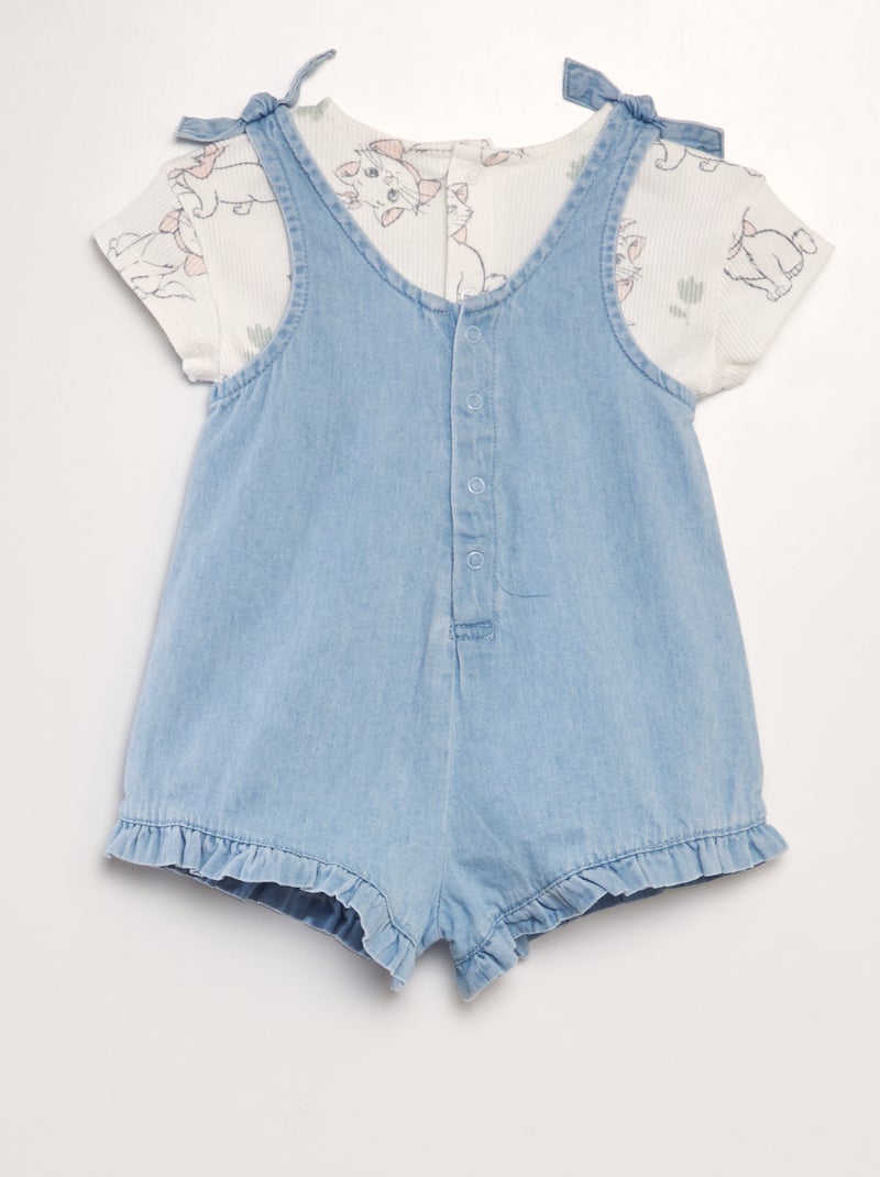 Combishort denim + T-shirt imprimé 'Marie' des 'Aristochats' - 2 pièces Marie - Kiabi