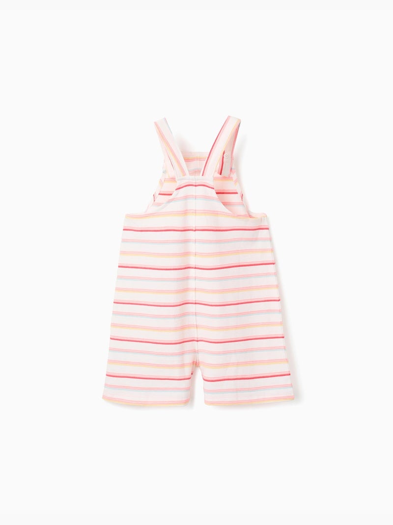 Combishort en coton à rayures avec poches avant Blanc - Kiabi