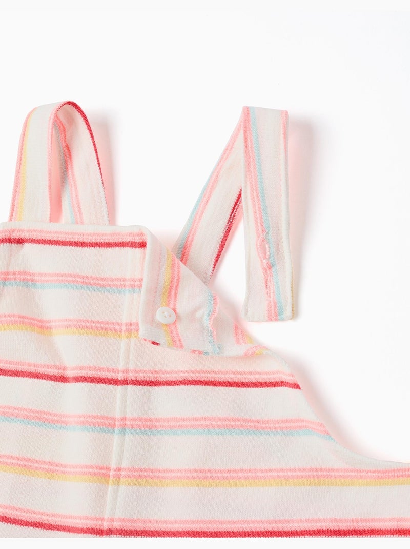 Combishort en coton à rayures avec poches avant Blanc - Kiabi