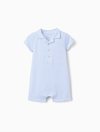 Combishort en coton à rayures