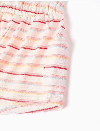 Combishort en coton à rayures et poches cargo