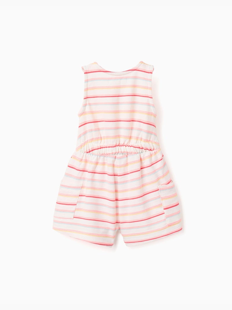 Combishort en coton à rayures et poches cargo Blanc - Kiabi