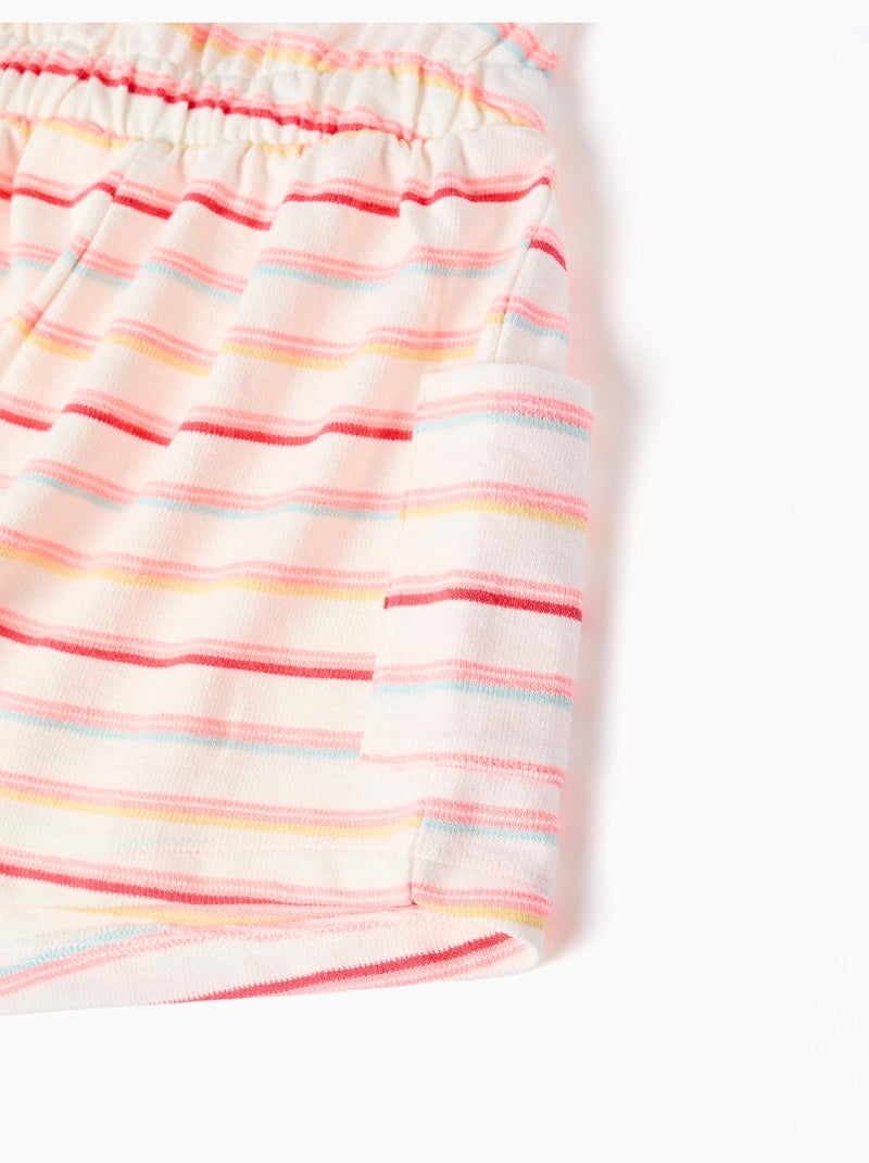 Combishort en coton à rayures et poches cargo Blanc - Kiabi