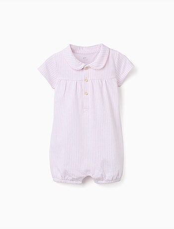 Combishort en coton à rayures