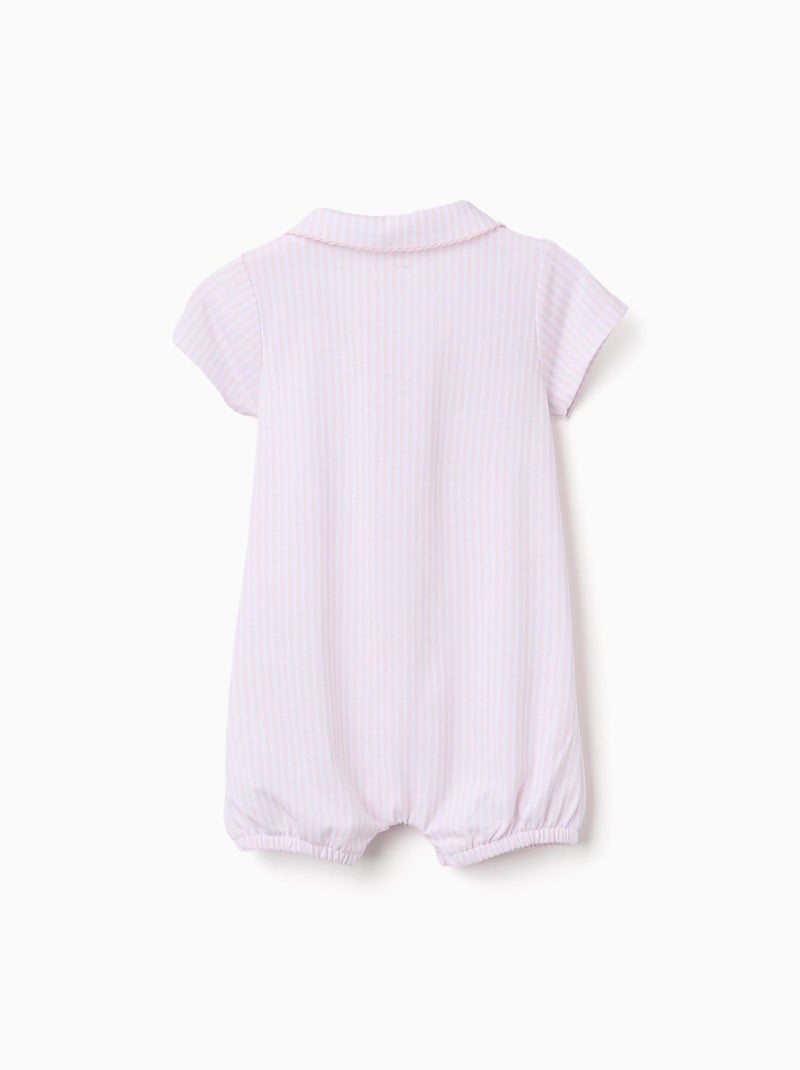 Combishort en coton à rayures Rose clair - Kiabi