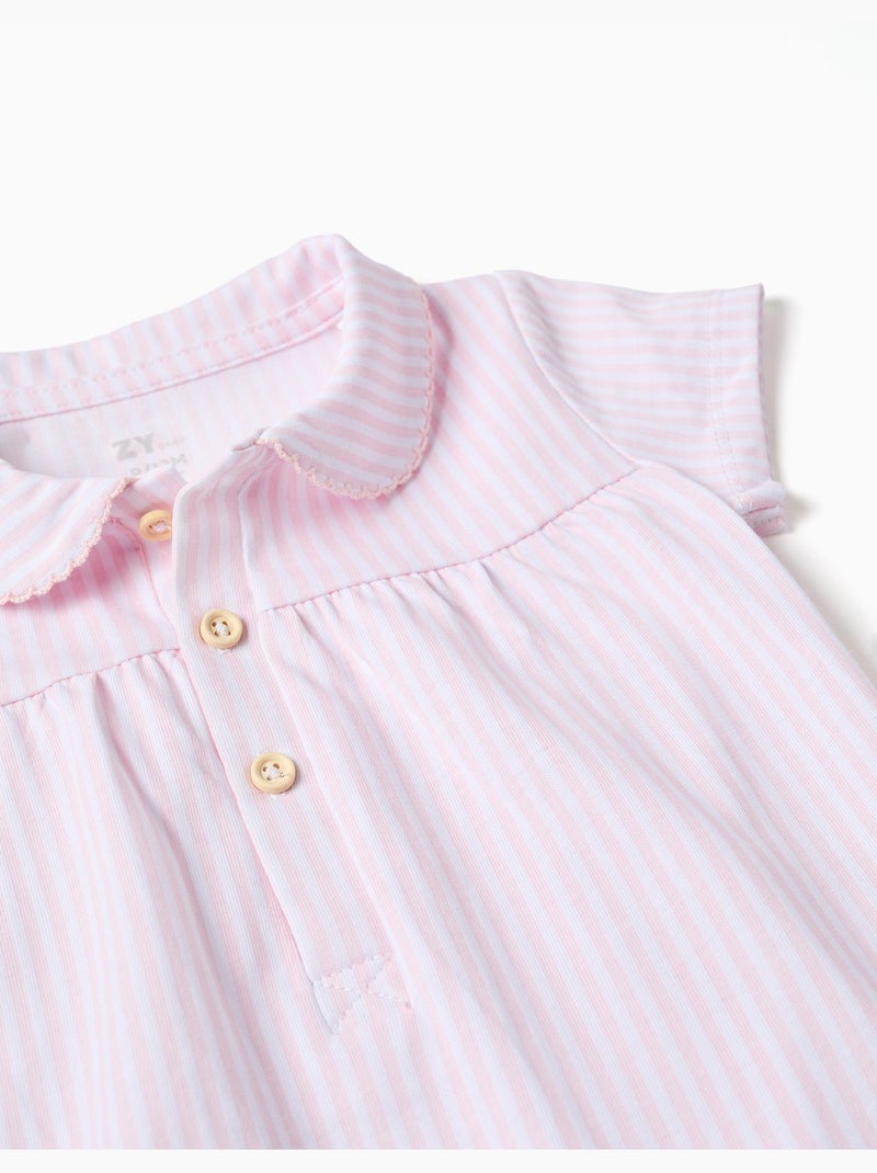 Combishort en coton à rayures Rose clair - Kiabi