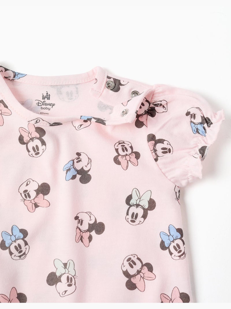 Combishort en coton avec motif Minnie Rose clair - Kiabi