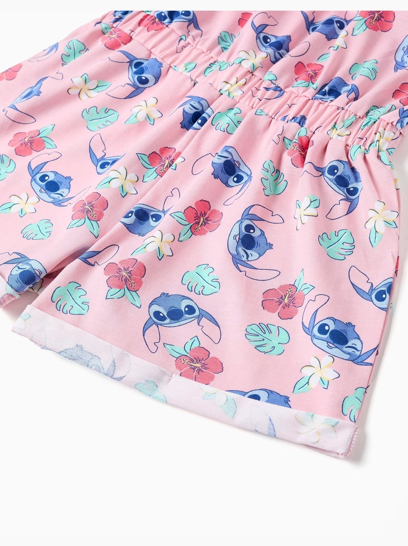 Combishort en coton avec motif Stitch et volants Rose clair - Kiabi