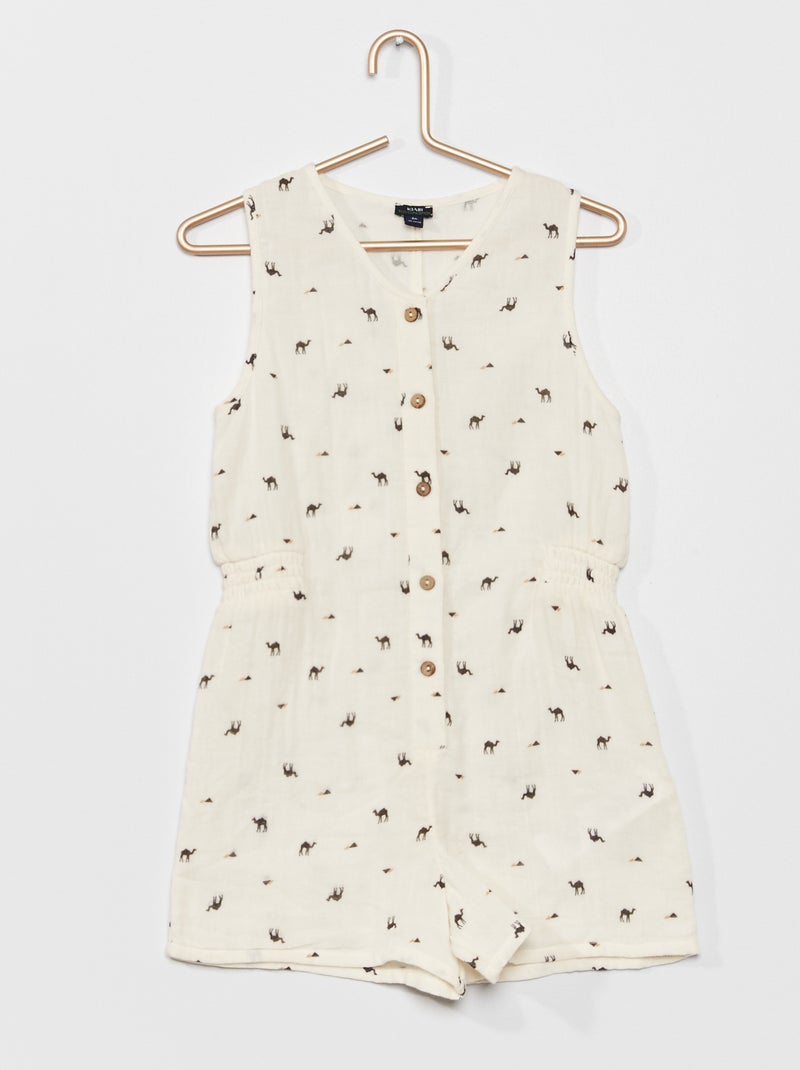 Combishort en coton Blanc - Kiabi