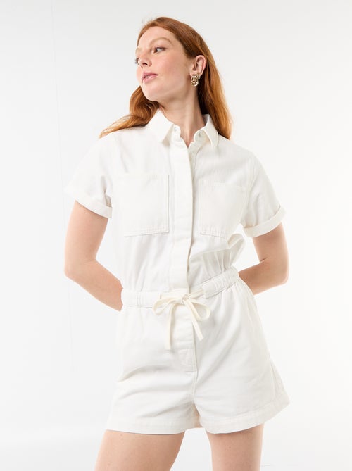 Combishort en denim - Kiabi