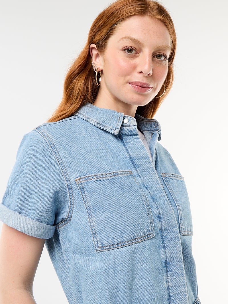 Combishort en denim Bleu - Kiabi