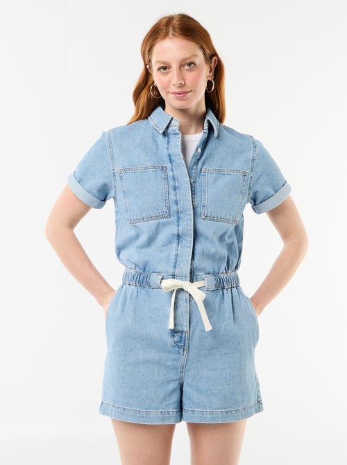 Combishort en denim - Kiabi