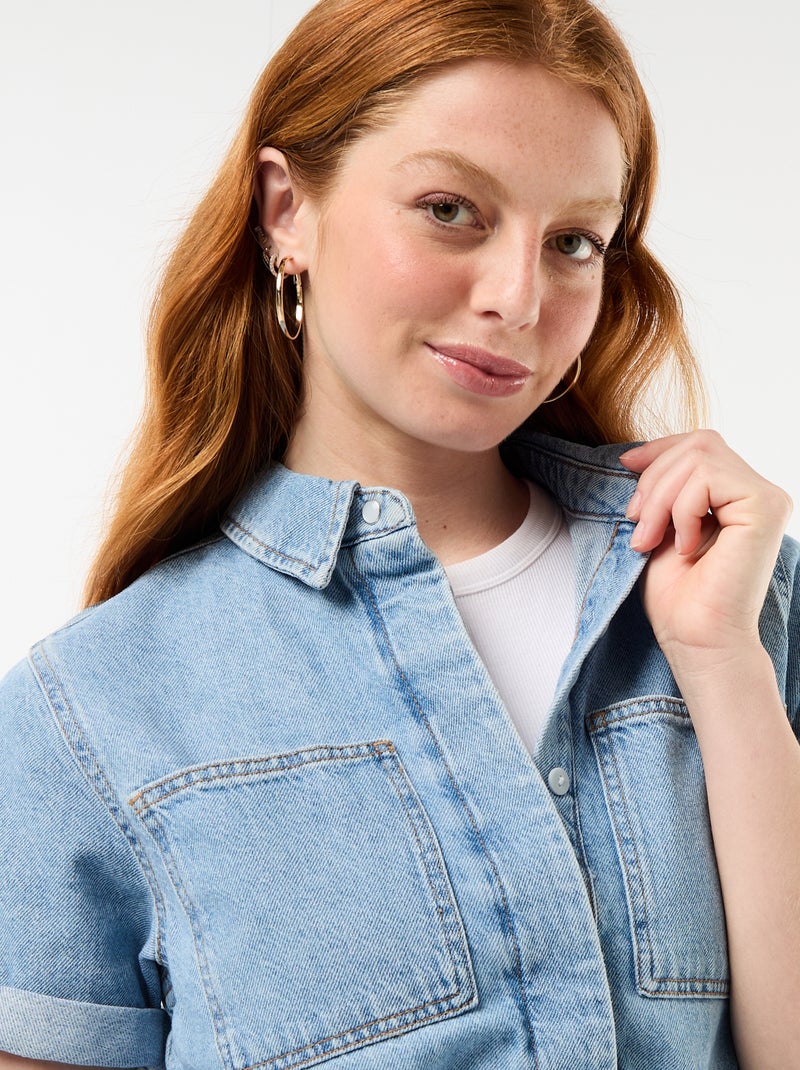 Combishort en denim Bleu - Kiabi