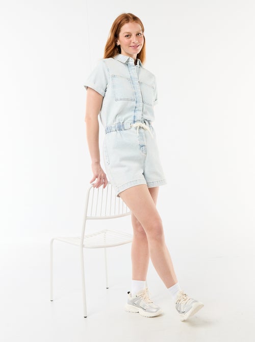Combishort en denim - Kiabi
