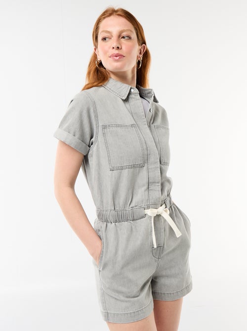 Combishort en denim - Kiabi