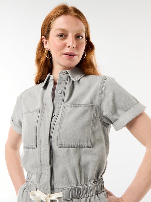 Combishort en denim - Kiabi