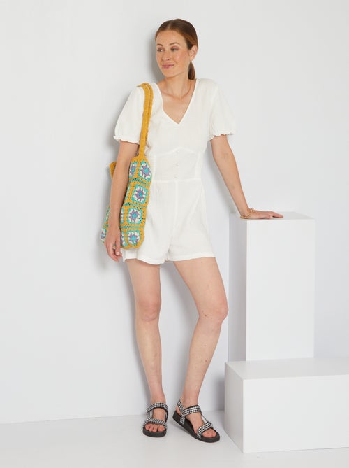 Combishort en gaze de coton - Kiabi