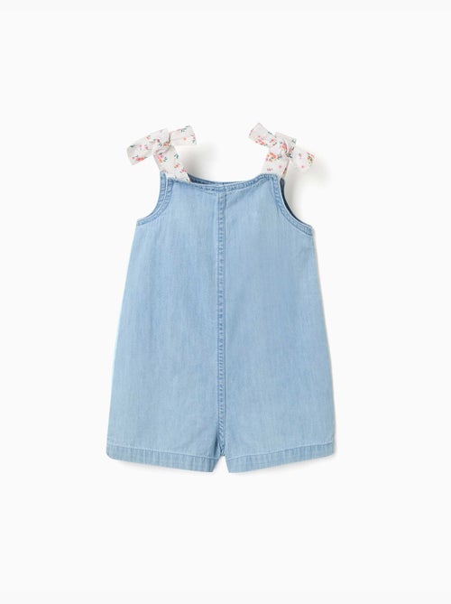 Combishort en jean avec bretelles à motif floral - Kiabi