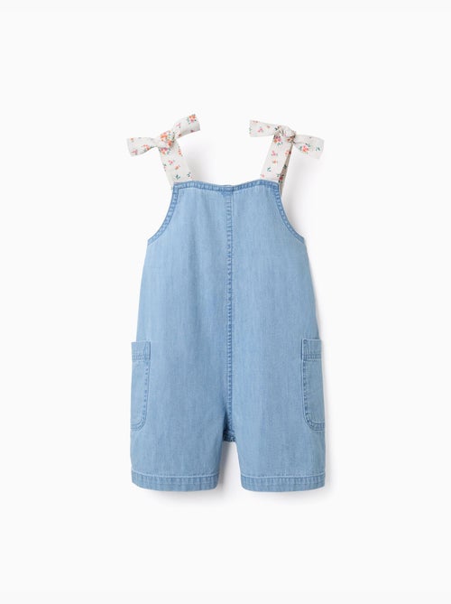 Combishort en jean avec bretelles à motif floral - Kiabi Combishort en jean avec bretelles à motif floral - Kiabi