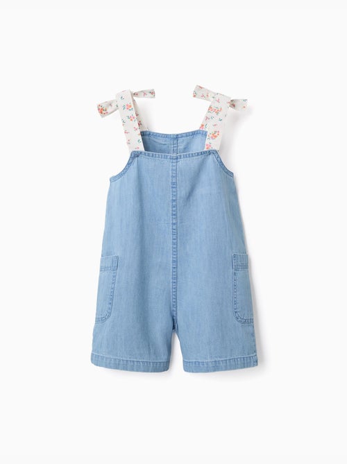 Combishort en jean avec bretelles à motif floral - Kiabi Combishort en jean avec bretelles à motif floral - Kiabi