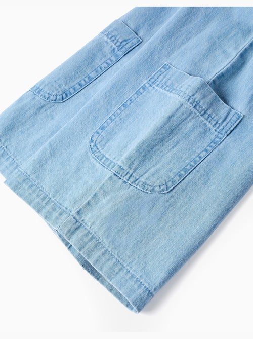 Combishort en jean avec bretelles à motif floral - Kiabi Combishort en jean avec bretelles à motif floral - Kiabi