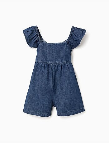 Combishort en jean avec manches à volants
