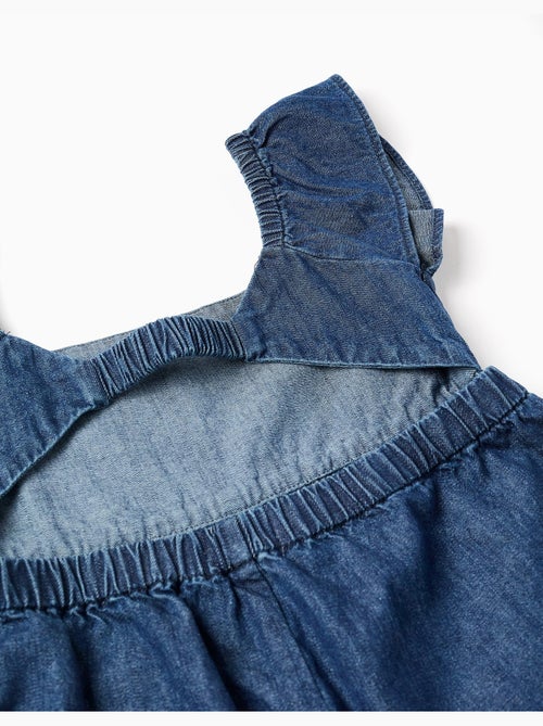 Combishort en jean avec manches à volants - Kiabi