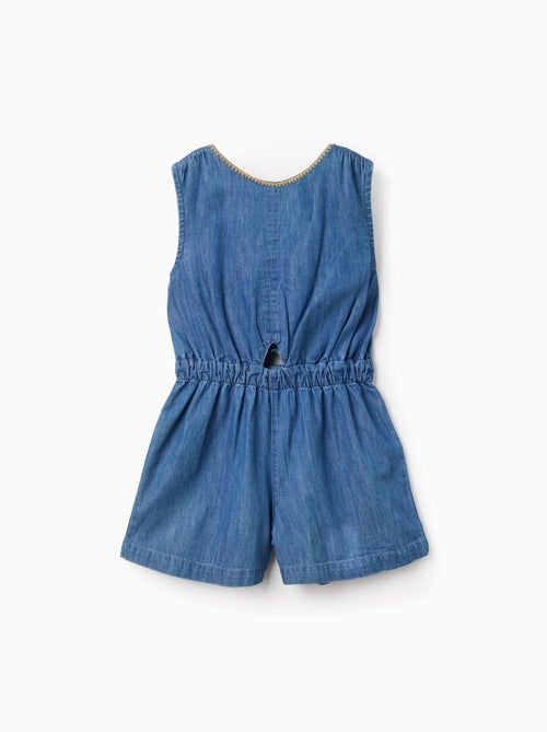 Combishort en jean avec taille élastiquée et découpe - Kiabi