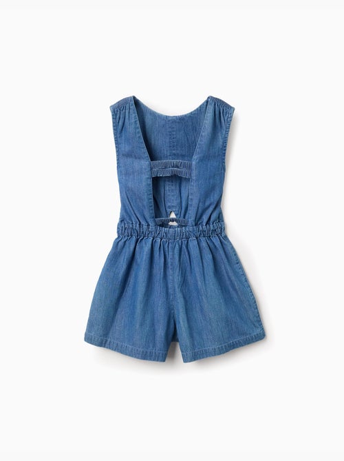 Combishort en jean avec taille élastiquée et découpe - Kiabi