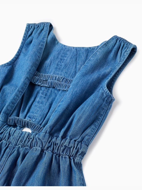 Combishort en jean avec taille élastiquée et découpe - Kiabi