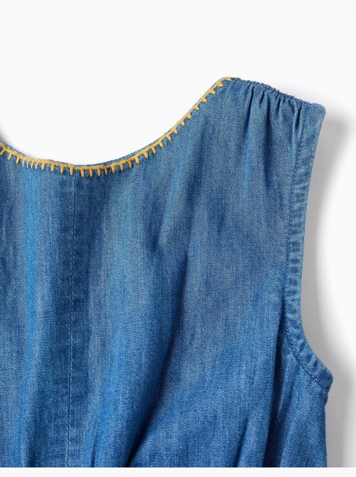 Combishort en jean avec taille élastiquée et découpe - Kiabi