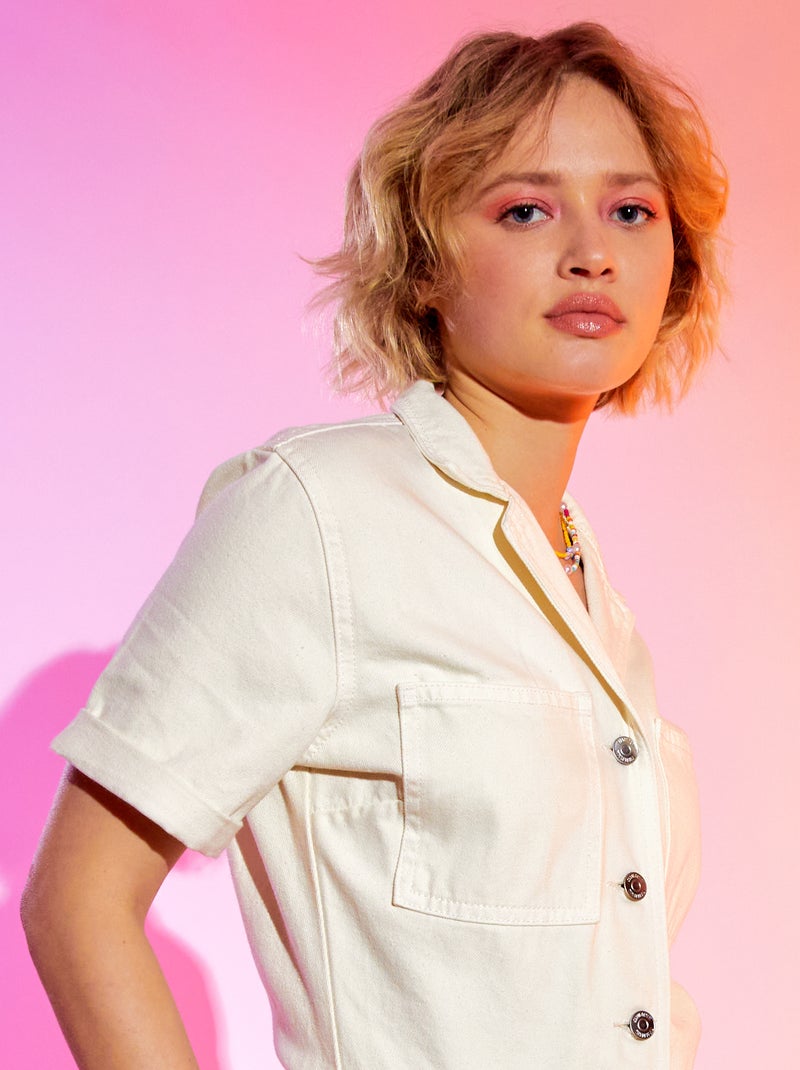 Combishort en jean Blanc - Kiabi