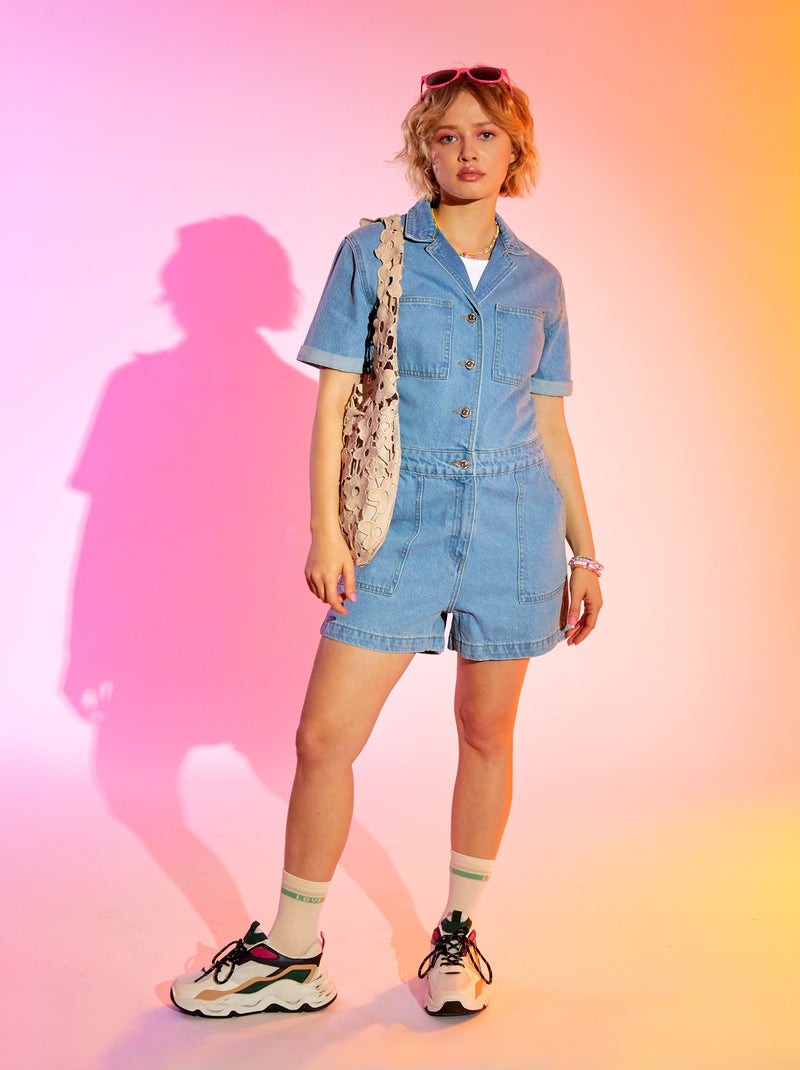 Combishort en jean Bleu - Kiabi