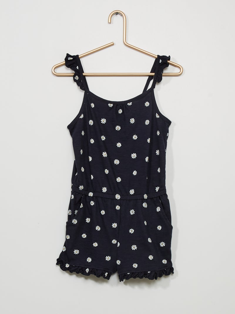 Combishort en jersey fantaisie Noir 'fleurs' - Kiabi