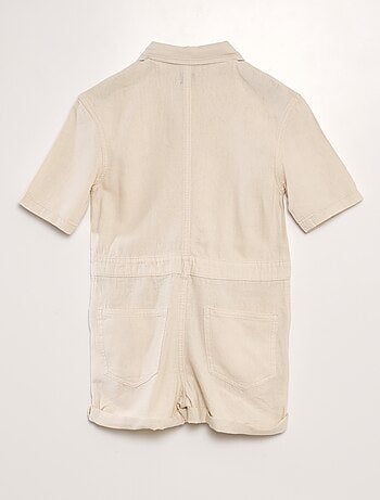 Combishort en lin mélangé à manches courtes - Mixte