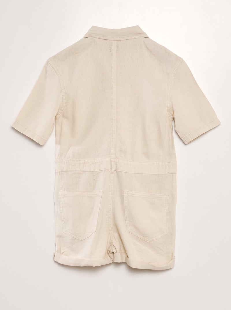 Combishort en lin mélangé à manches courtes - Mixte Beige - Kiabi