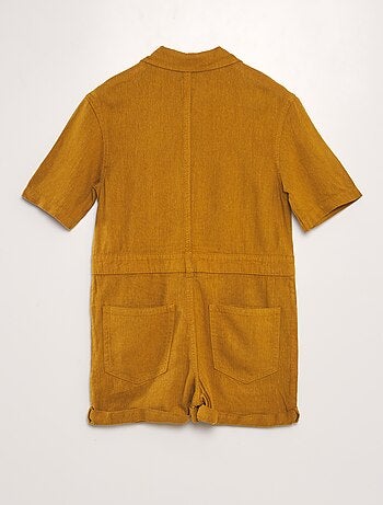 Combishort en lin mélangé à manches courtes - Mixte