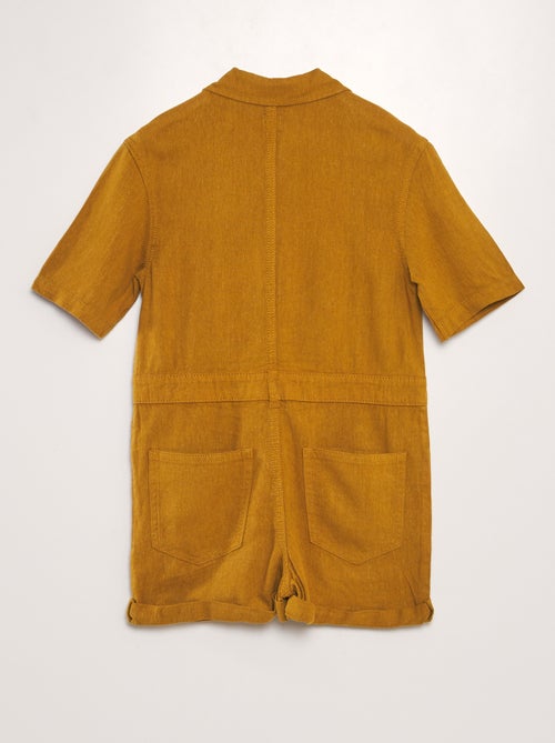 Combishort en lin mélangé à manches courtes - Mixte - Kiabi