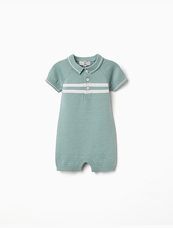 Combishort en maille à rayures